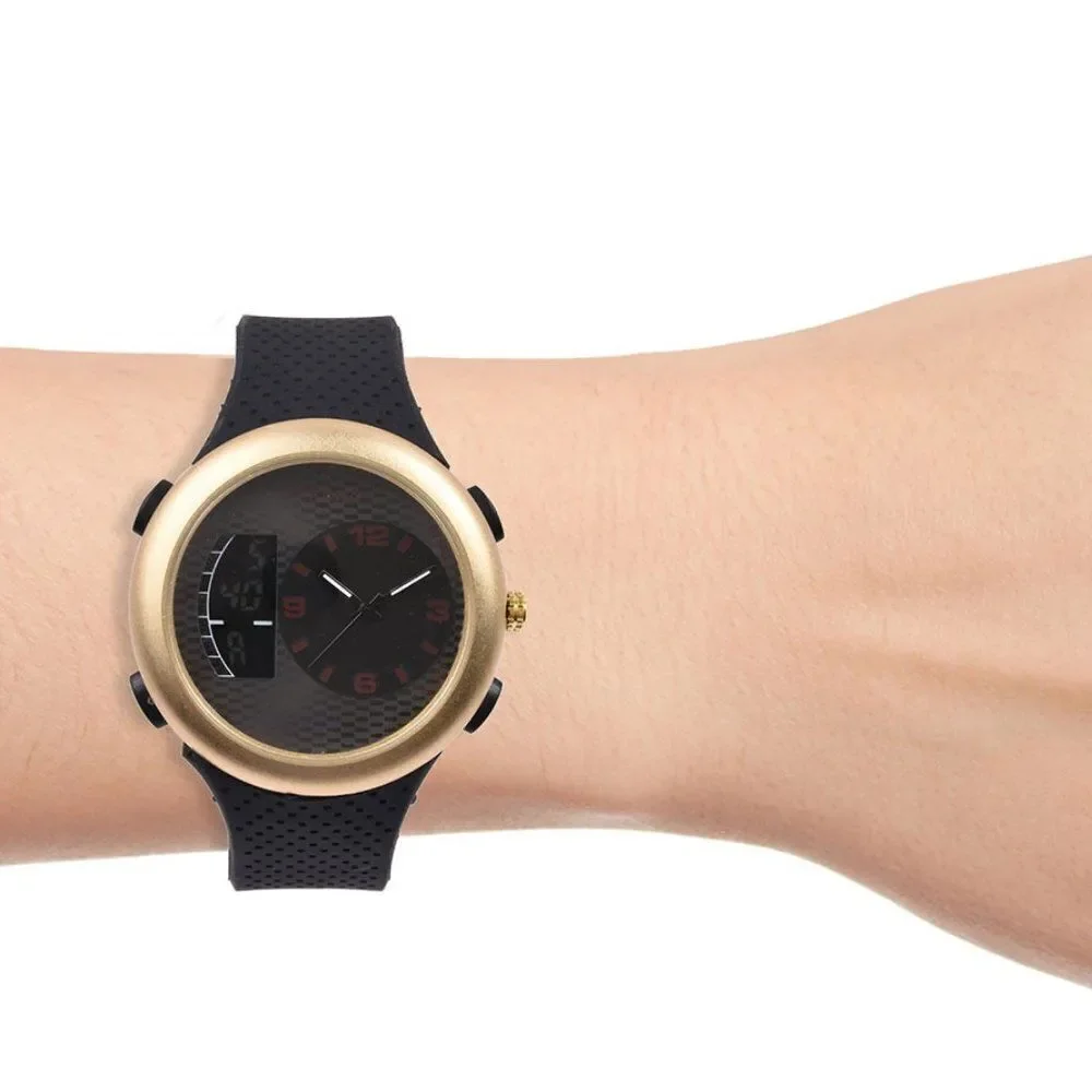 STRADA Watch with Black Silicone Band